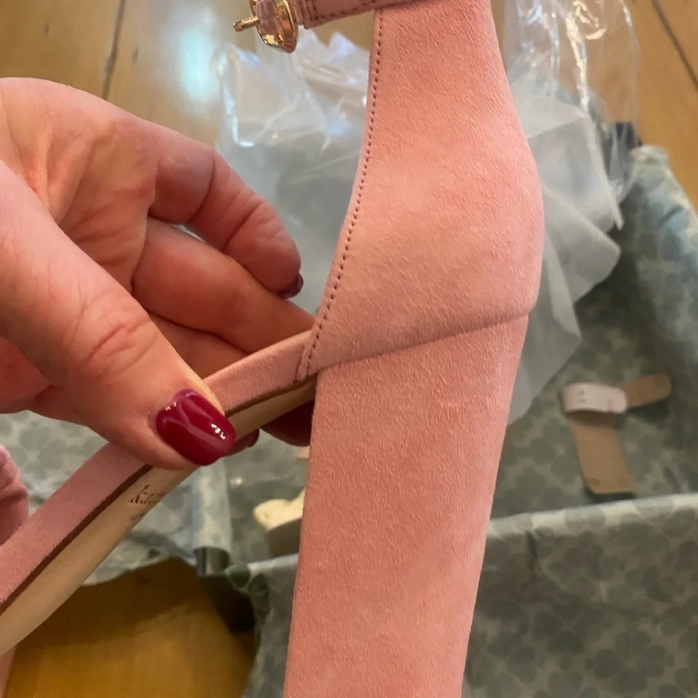 Kate Spade Pink Suede Mona Block Heel New in Box size 9